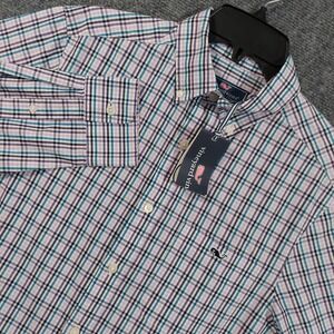 Vineyard Vines Shirt Mens XS Sea‎ Grape Plaid Tattersall Poplin 1W012517-F687